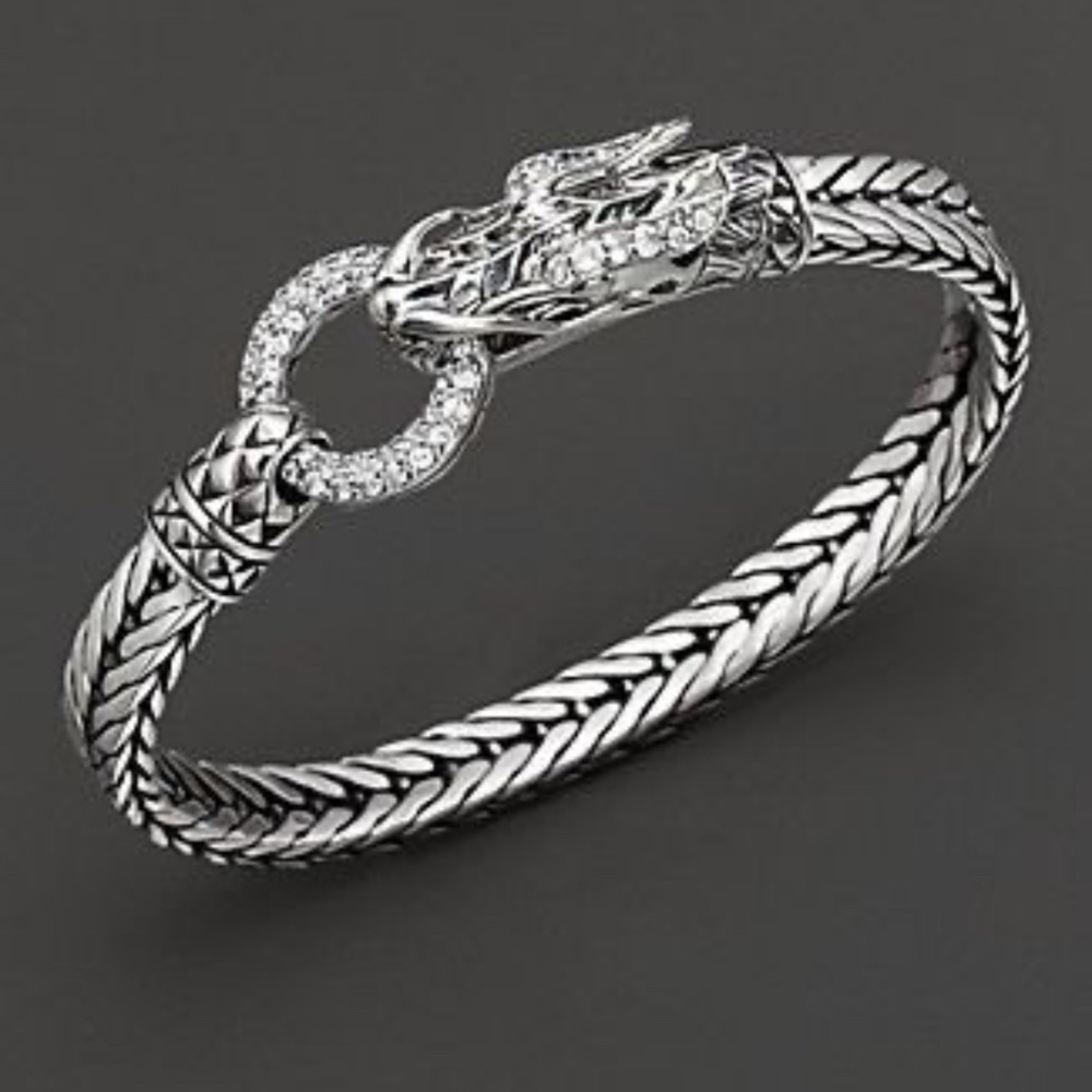 John Hardy Naga bracelet silver and clear quartz
